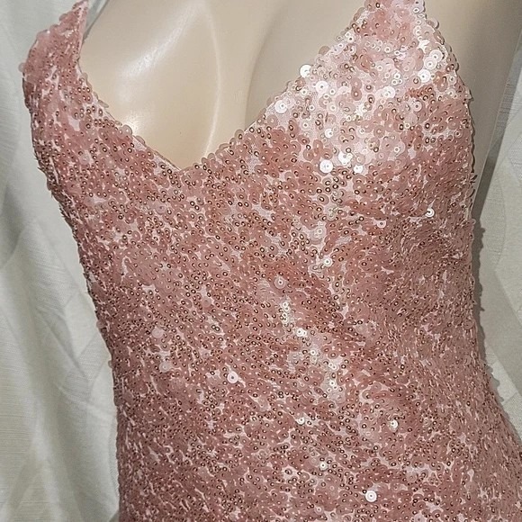 Urban Outfitters Rose Confetti Pink Sequin Backless Cocktail Mini Dress - Picture 3 of 9